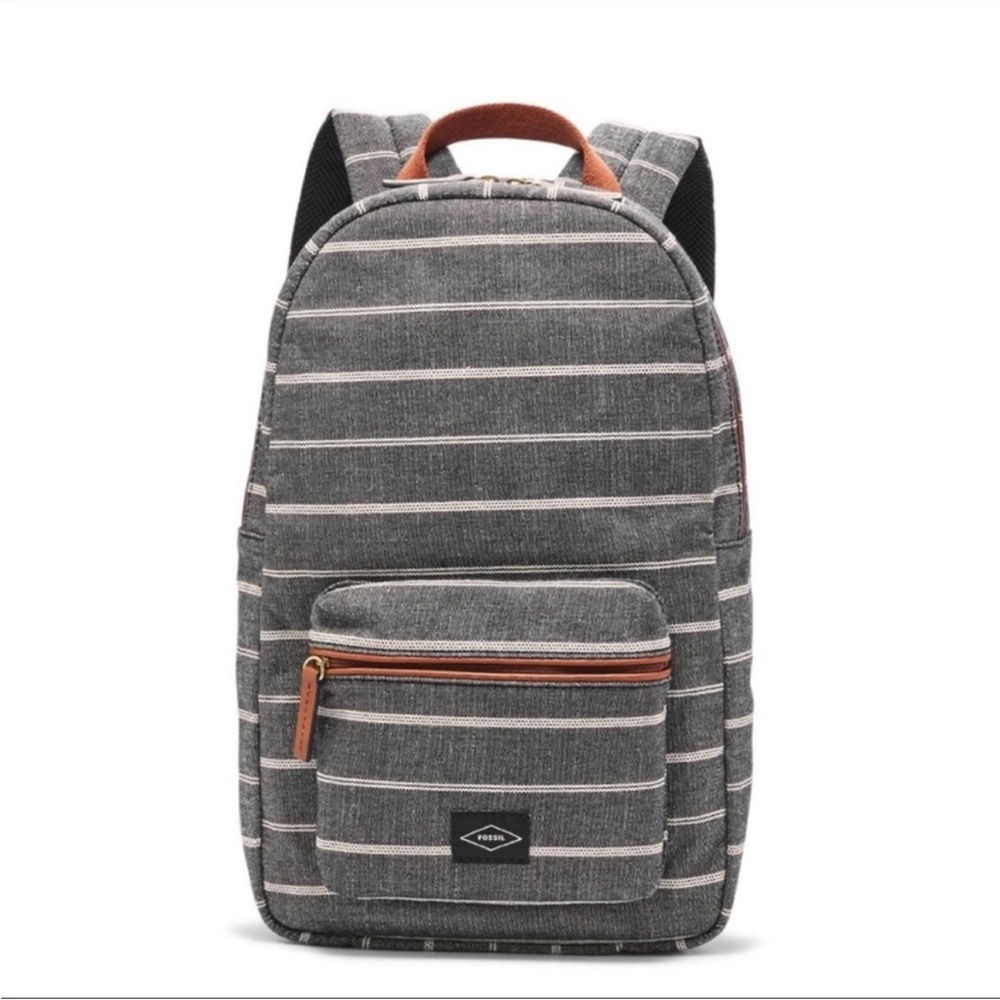 Fossil - Phoebe Grey Canvas Striped Backpack